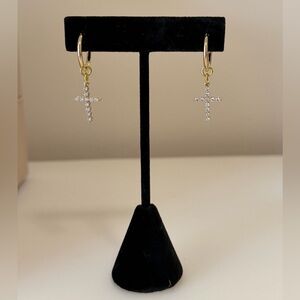 Vanessa Mooney Saint Rita Earrings + Gold Cross Necklace Bundle